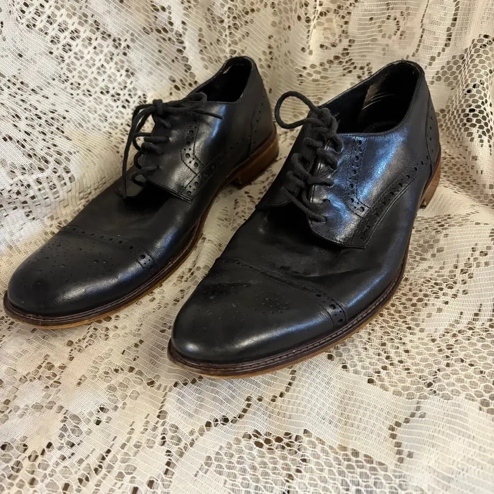 Joseph Abboud Men's US 11.5 Black Leather Oxford Shoes